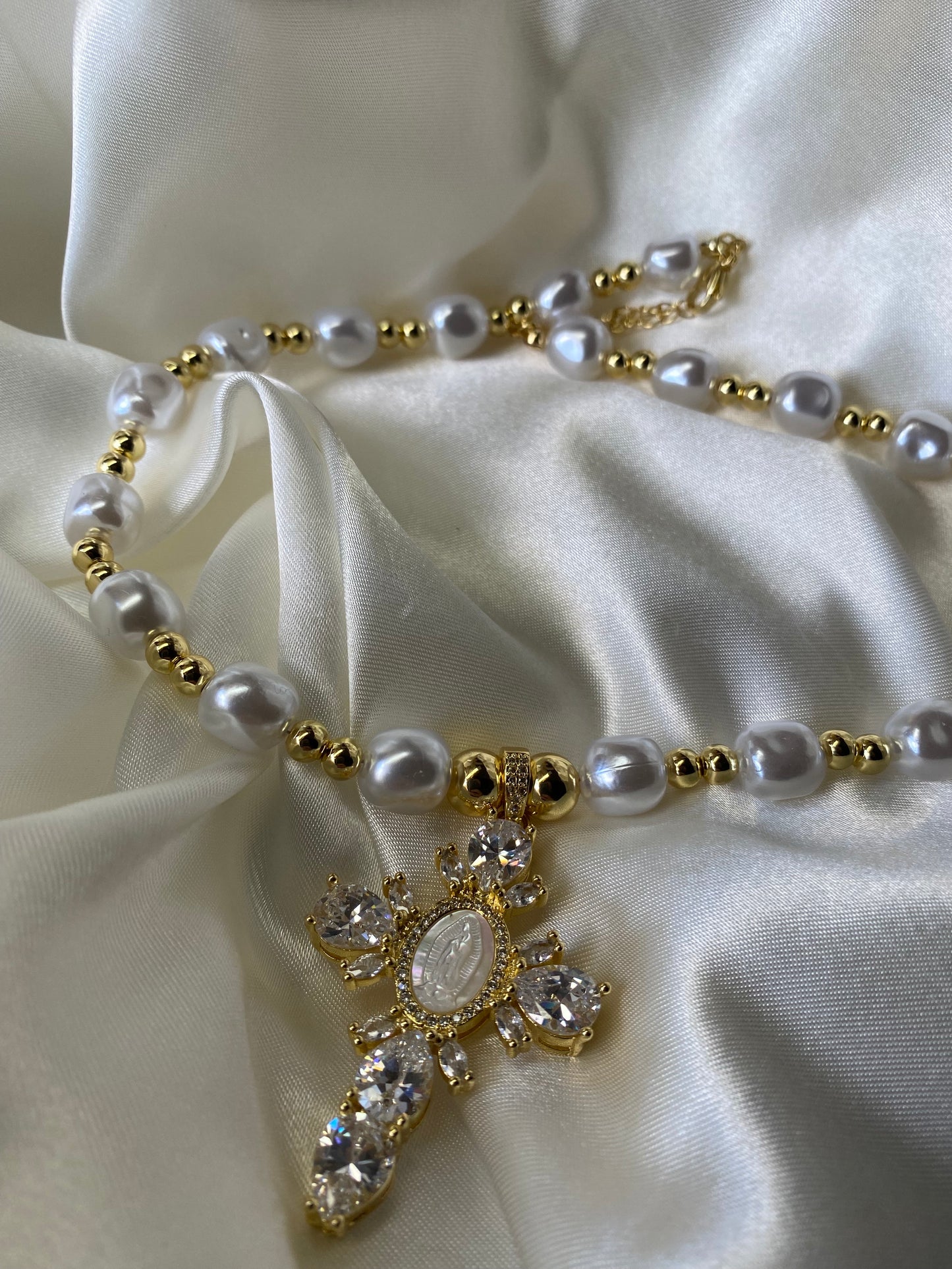 Virgencita de Guadalupe Pearl necklace