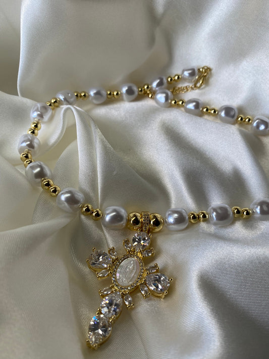Virgencita de Guadalupe Pearl necklace